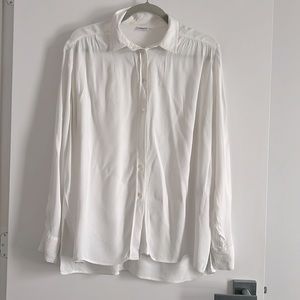 Filippa K White Viscose Button Down Blouse Relaxed Scandinavian Size L
